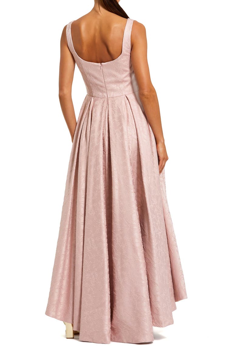 Sleeveless Jacquard Square Neck High Low Gown, Alternate, color, Blush