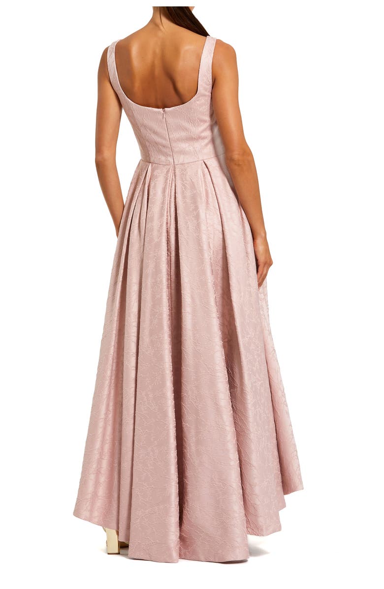 Mac Duggal Sleeveless Jacquard Square Neck High Low Gown, Alternate, color, Blush