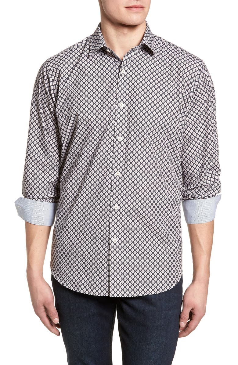 Bugatchi Classic Fit Woven Sport Shirt, Main, color, 