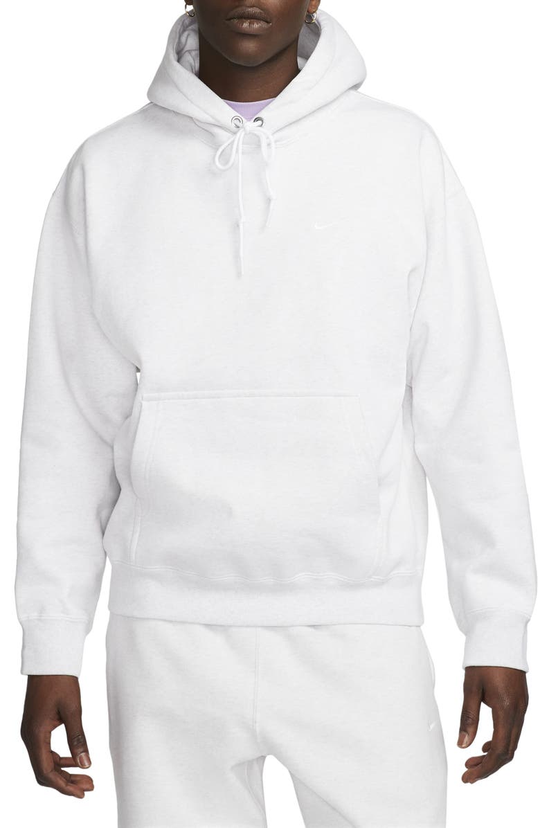 Nike Solo Swoosh Fleece Hoodie, Main, color, Birch Heather/ White