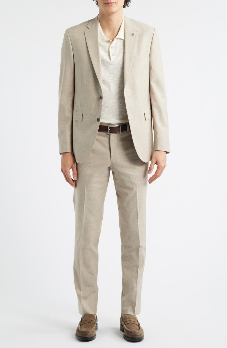 AllSaints Ross Slim Fit Tan Cotton & Wool Blend Suit, Main, color, Sand