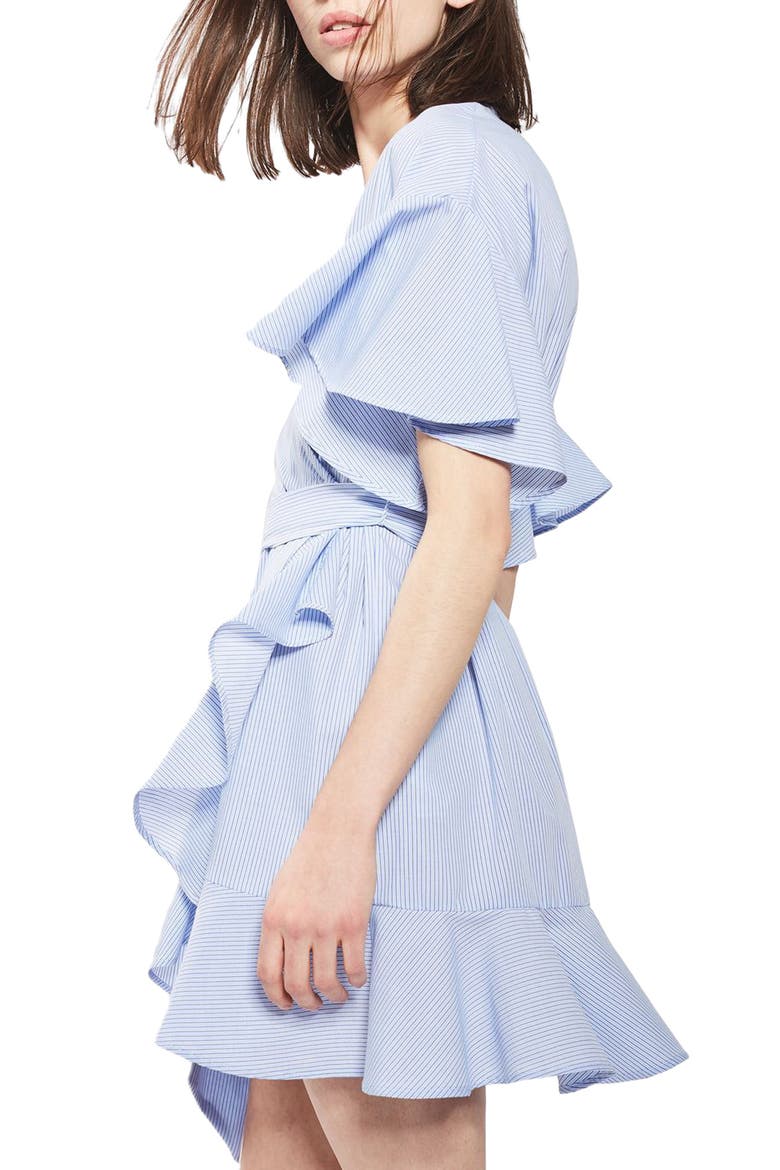 Stripe Wrap Dress, Alternate, color, BLUE