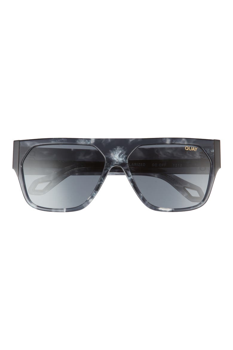 Australia x Saweetie Go Off 52mm Flat Top Polarized Shield Sunglasses, Main, color, BLACK TORTOISE POLARIZED