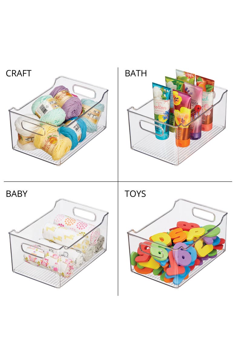 mDesign Plastic Food Storage Organizer Bin for Home and Kitchen - 4 Pack, Alternate, color, Clear