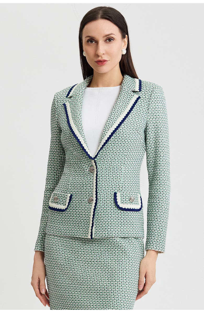 Ming Wang Tailored Jacquard Basketweave Knit Jacket, Main, color, 