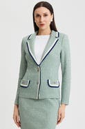Ming Wang Tailored Jacquard Basketweave Knit Jacket