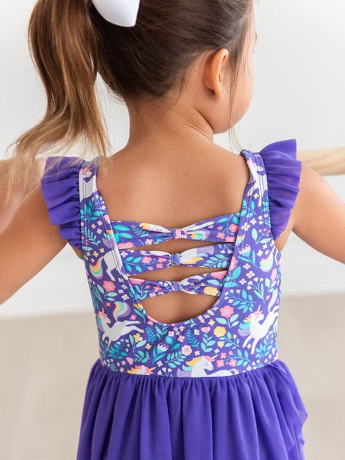 Rufflebutts Girls Flutter Sleeve Leotard In Purple
