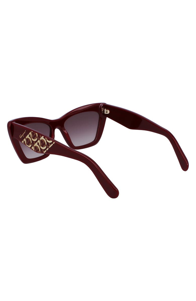FERRAGAMO 55mm Gradient Rectangular Sunglasses, Alternate, color, Bordeaux