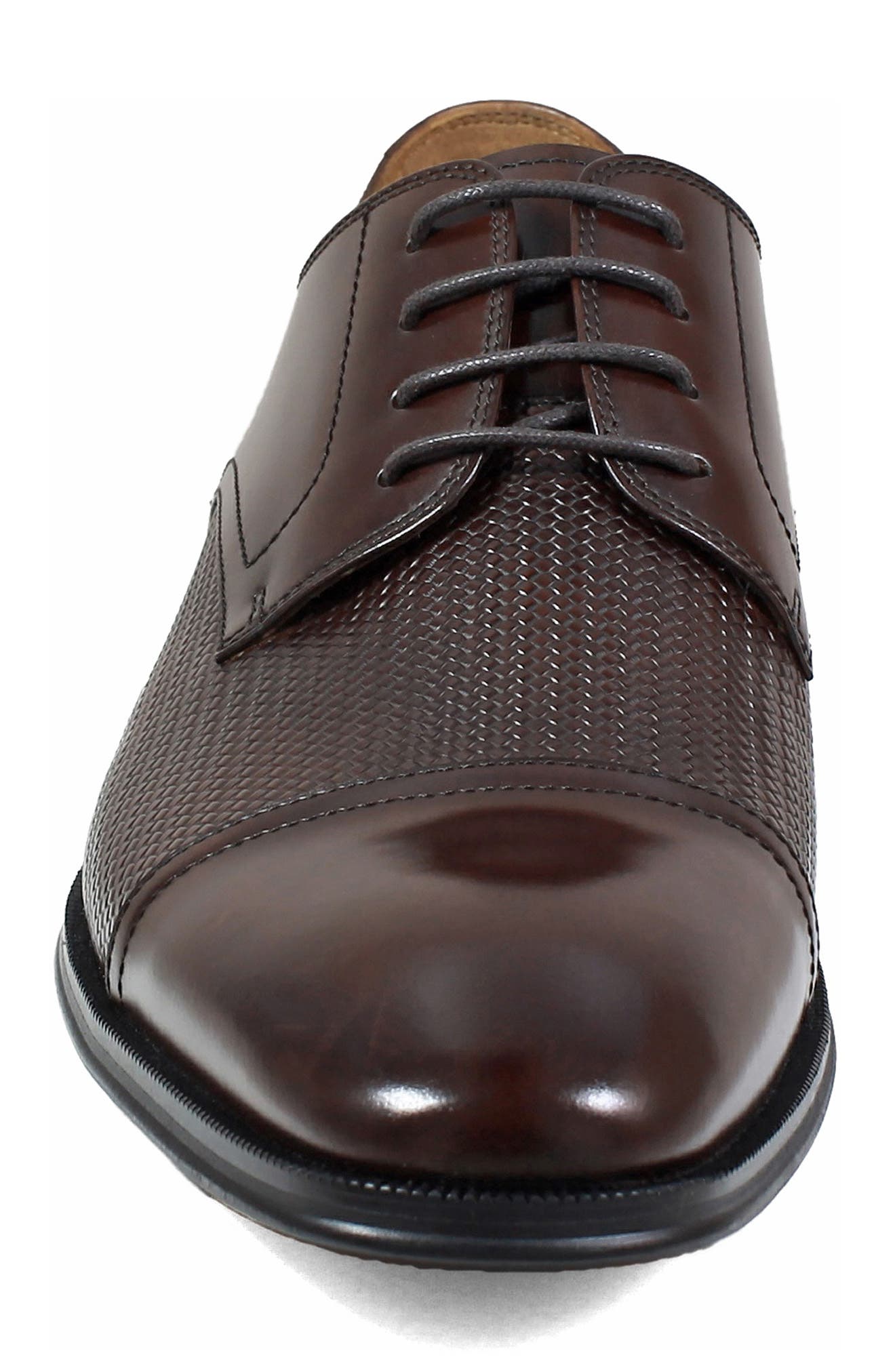 Belfast Embossed Cap Toe Derby, Alternate, color, BROWN LEATHER