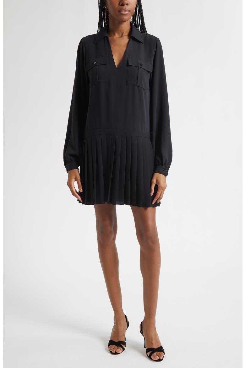 Mercedes Long Sleeve Minidress, Main, color, BLACK