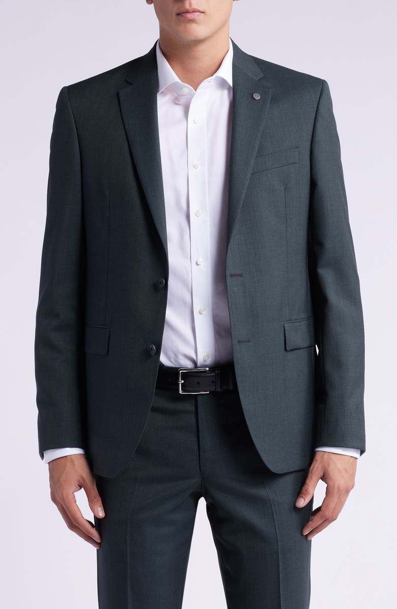 AllSaints Ross Slim Fit Solid Wool Sport Coat Suit Separate, Main, color, Dark Olive