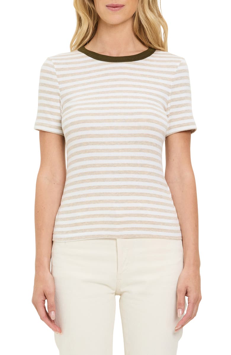 Michael Stars Jenny Stripe Ringer T-Shirt, Main, color, Oatmeal/ White/ Caper