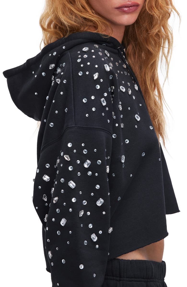 Good American Allover Crystal Crop Hoodie, Alternate, color,
