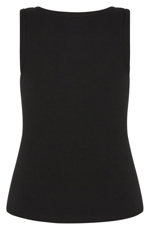 City Chic Lana Stretch Cotton Rib Tank In Black