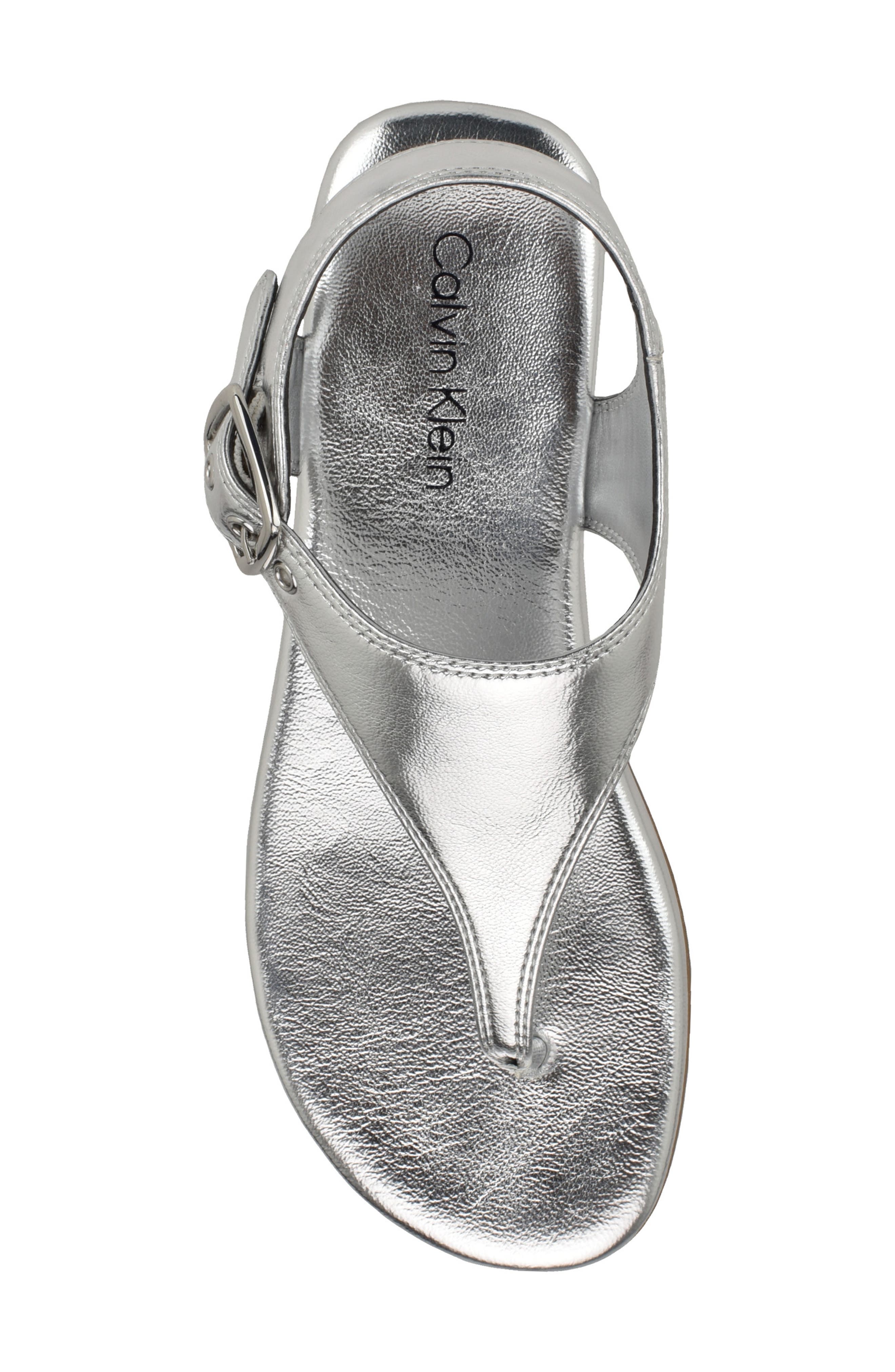 Calvin Klein Moraca Ankle Strap Sandal, Alternate, color, Silver