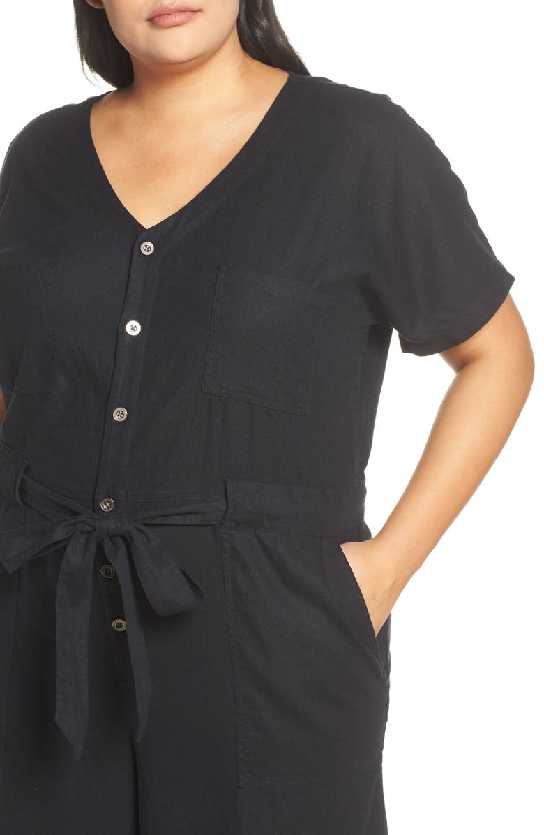 Caslon<sup>®</sup> Wide Leg Linen Blend Jumpsuit, Alternate, color,