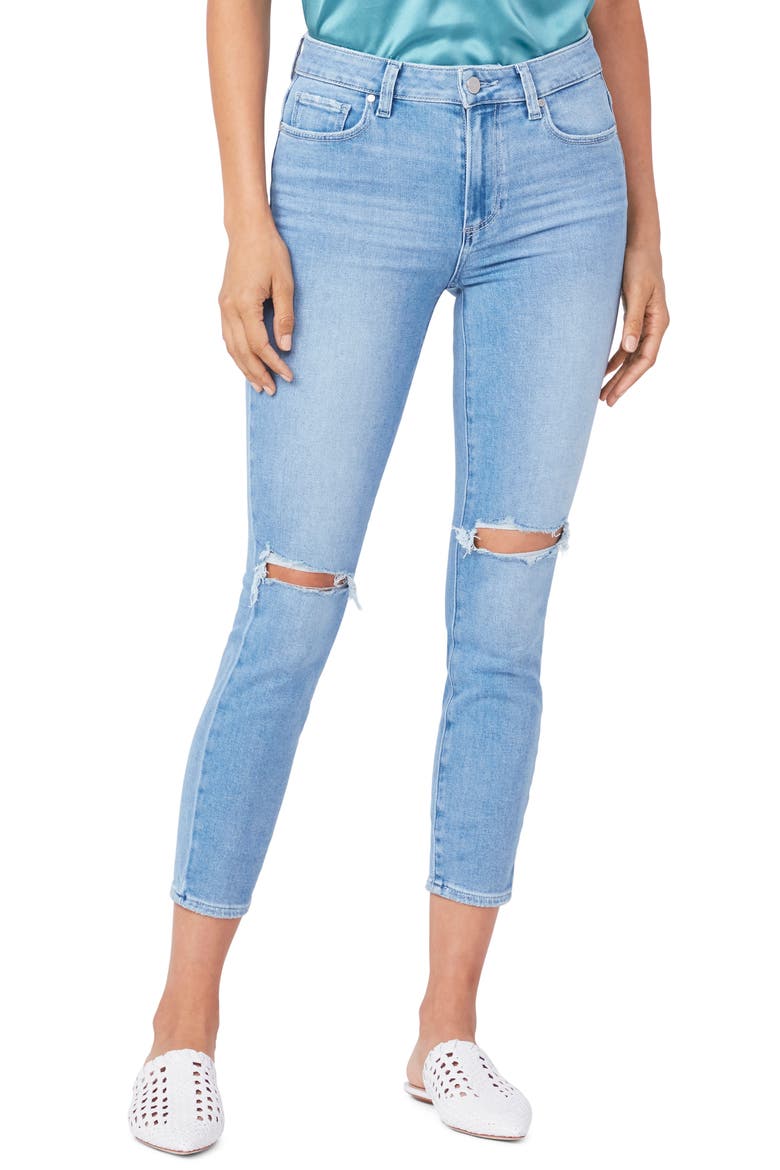 Hoxton Ripped High Waist Crop Skinny Jeans, Main, color, FIESTA DES