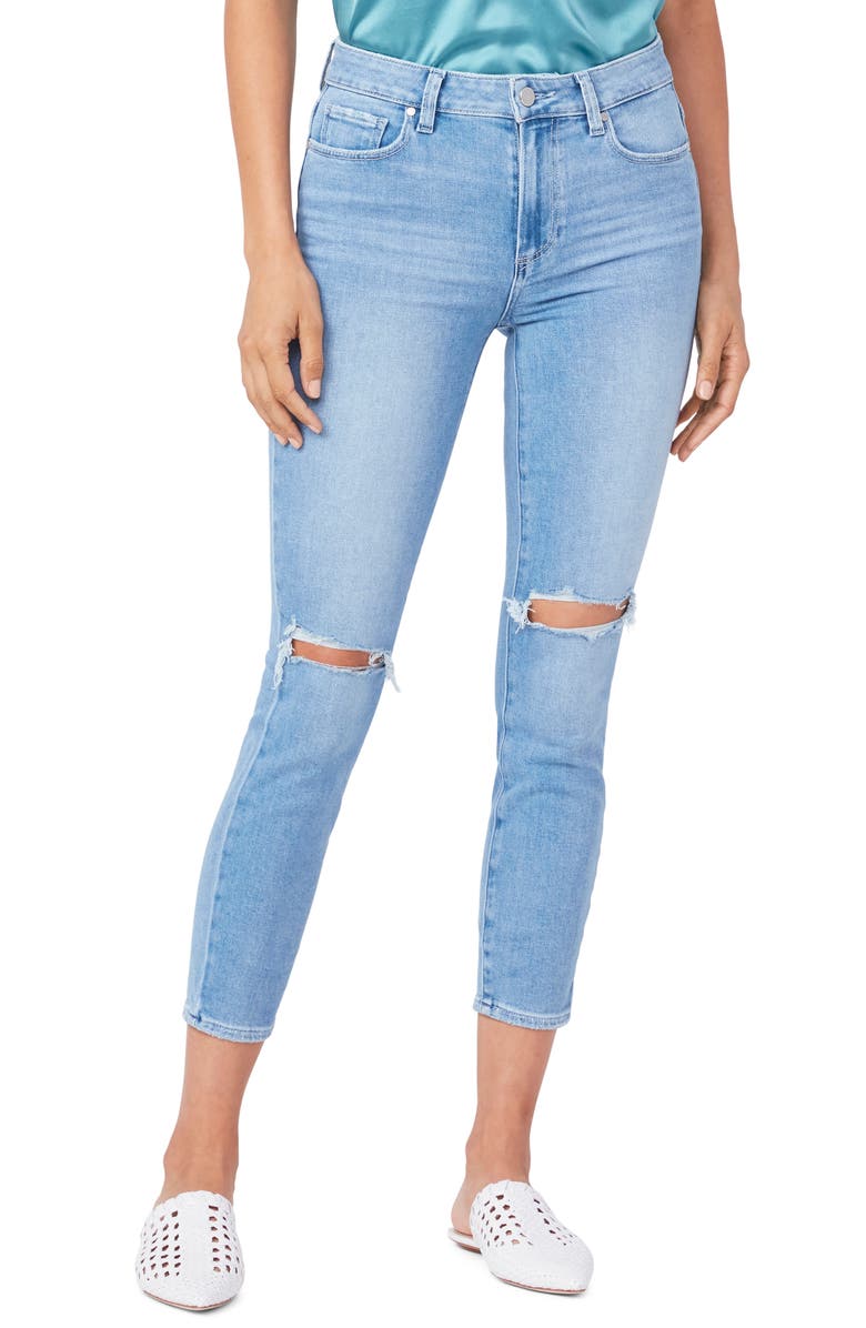 PAIGE Hoxton Ripped High Waist Crop Skinny Jeans, Main, color, Fiesta Des