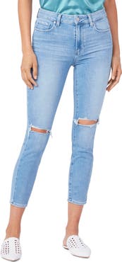 PAIGE Hoxton Ripped High Waist Crop Skinny Jeans