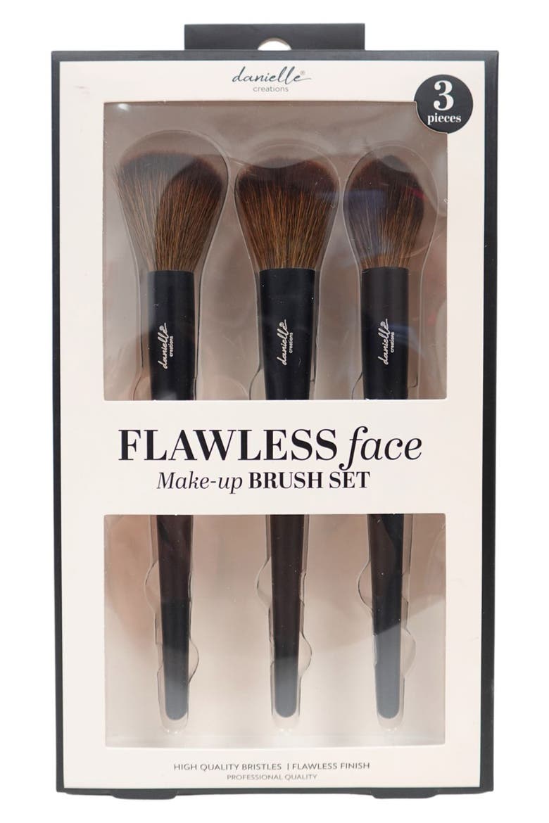3-Piece Deluxe All-Over Cosmetic Brush Set (Nordstrom Exclusive), Main, color, BLACK