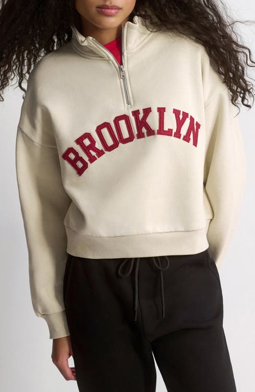 Brooklyn Industries Appliqué Graphic Half-zip Sweatshirt In Neutral