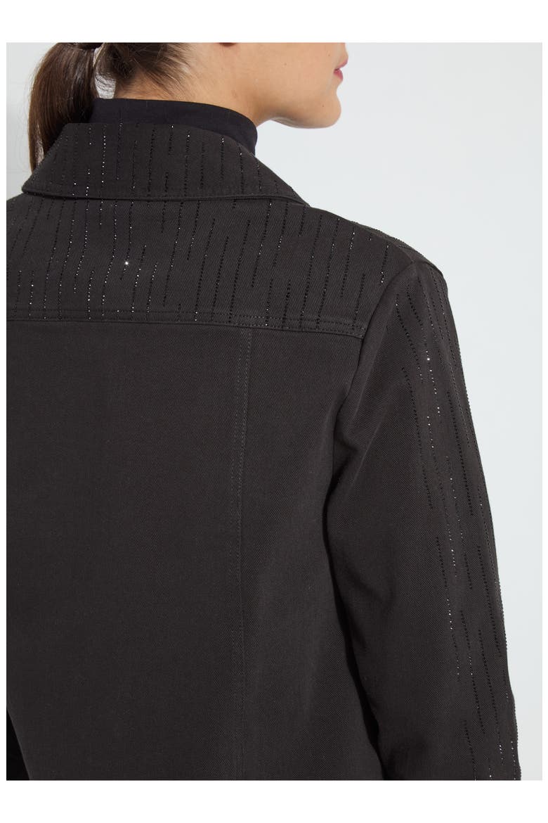 Nala Beaded Denim Trucker Jacket, Alternate, color, BLACK