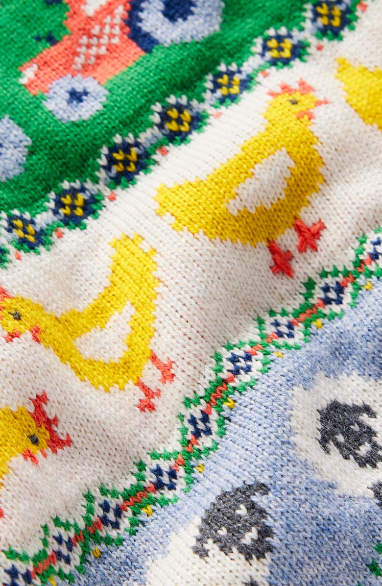 Mini Boden Kids' Farm Fair Isle Sweater, Alternate, color, Farm