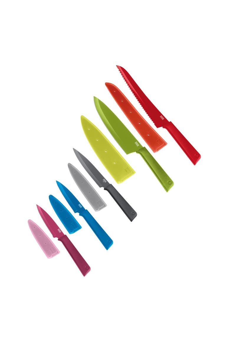 COLORI+ Knife Set with Non-Stick Coating and Safety Sheaths, Set of 5, Main, color, Multicolor
