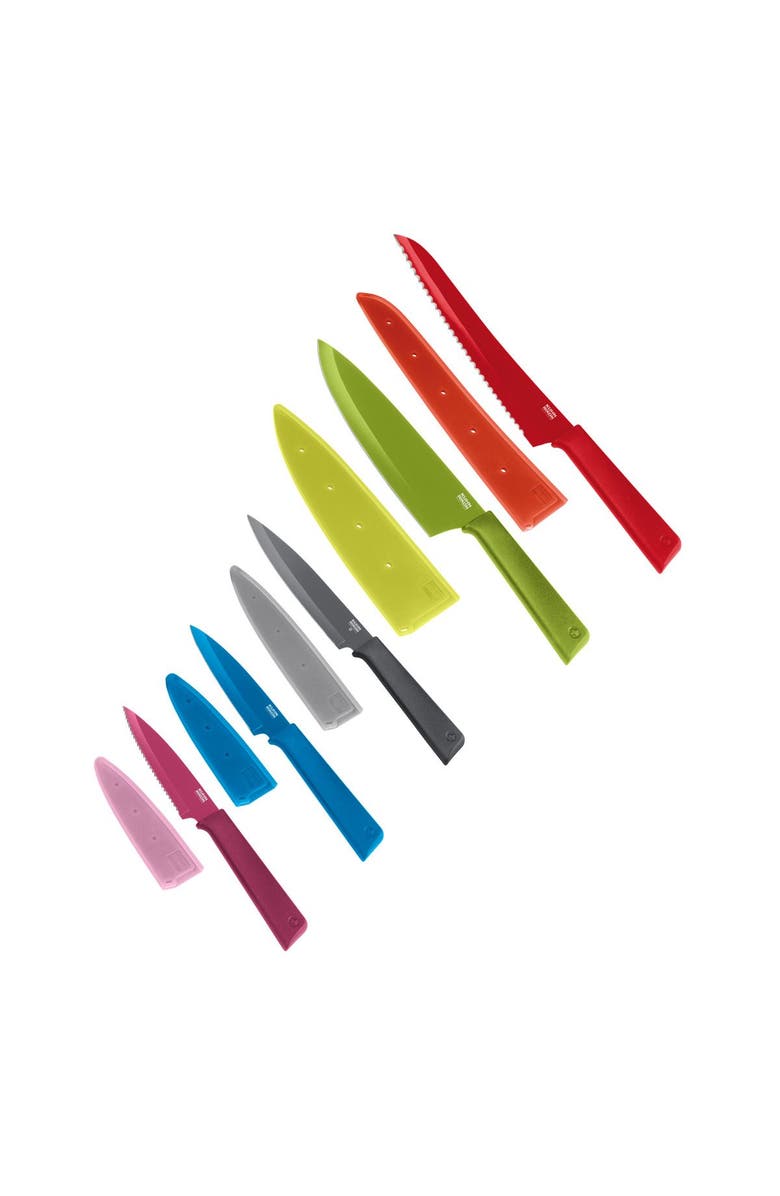 Kuhn Rikon COLORI+ Knife Set with Non-Stick Coating and Safety Sheaths, Set of 5, Main, color, Multicolor