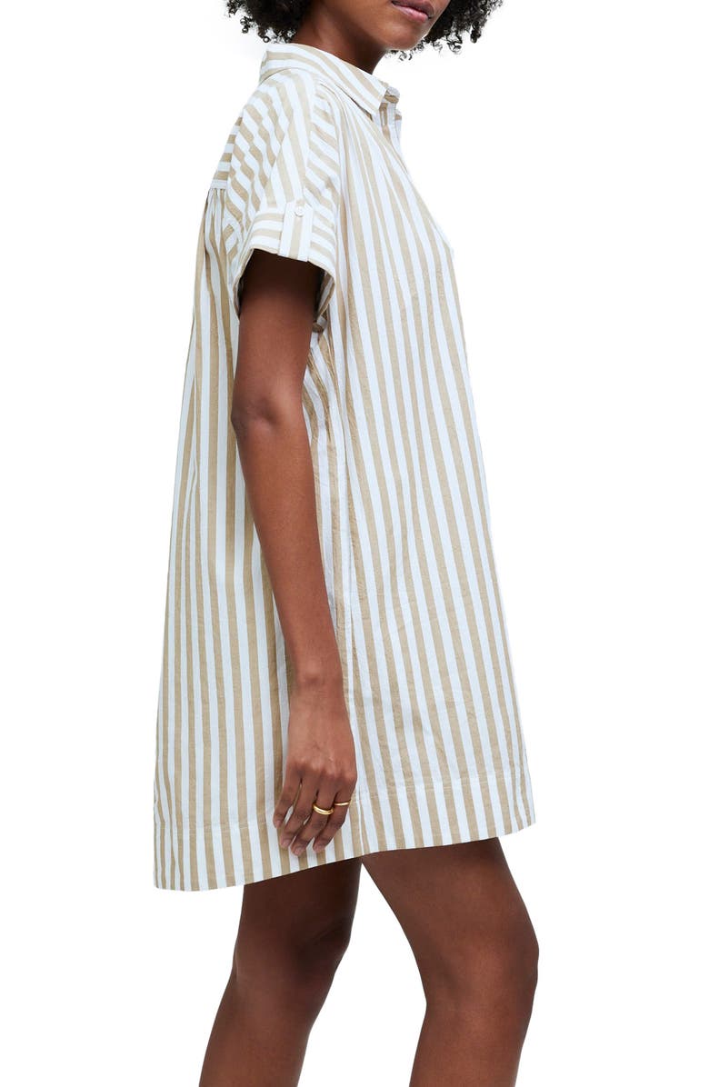 Madewell Collared Button Front Mini Shirtdress, Alternate, color, Seed Khaki