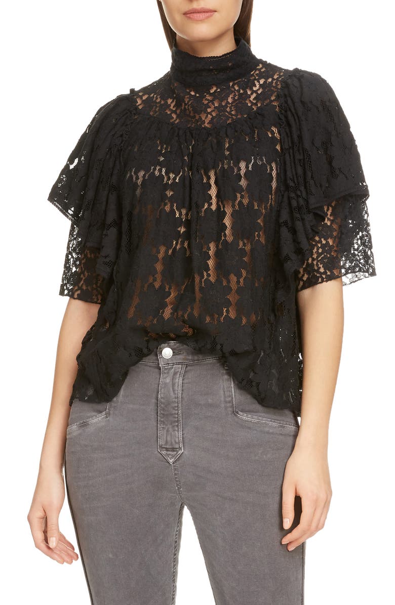 Isabel Marant Étoile Vetea Floral Lace Ruffle Top, Main, color,