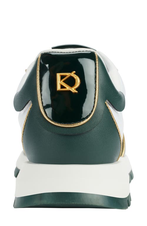 Donna Karan Women's Binx Lace Up Sneakers In White/forest Green
