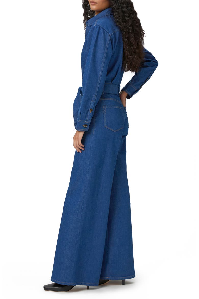 Cameron Tie Waist Long Sleeve Wide Leg Denim Jumpsuit, Alternate, color, MARAYA