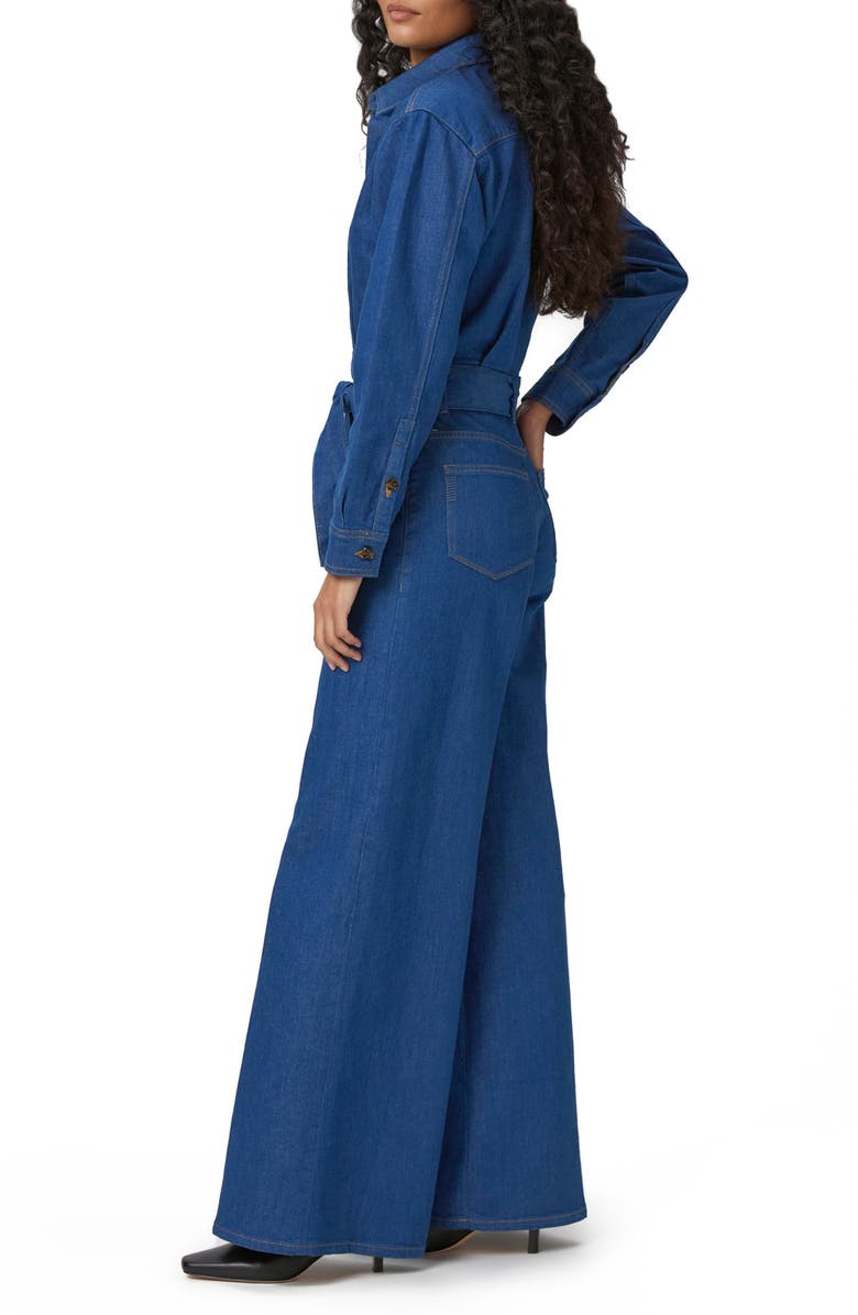 PAIGE Cameron Tie Waist Long Sleeve Wide Leg Denim Jumpsuit, Alternate, color, Maraya
