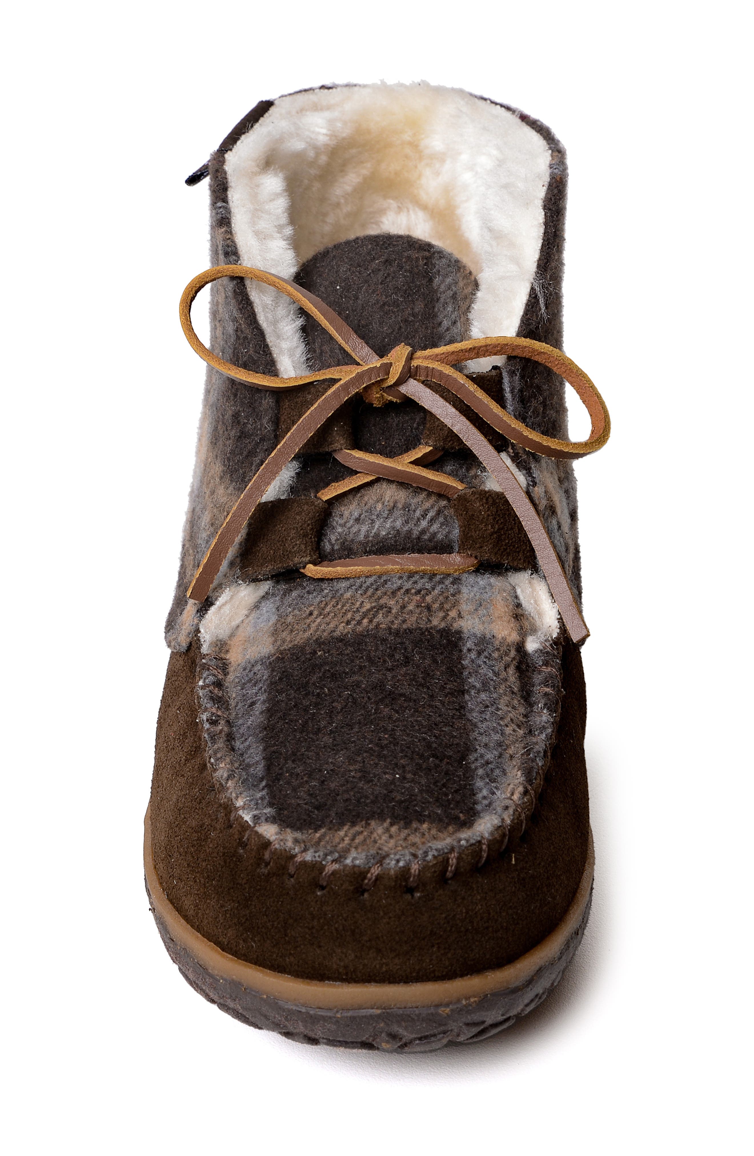 Torrey Faux Fur Lined Slipper Bootie, Alternate, color, CHOCOLATE MULTI