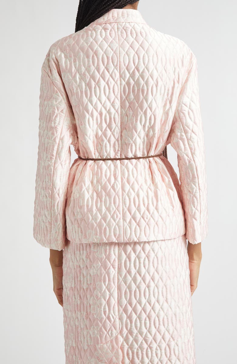 Simone Rocha Quilted Floral Offset Fragment Collar Jacket, Alternate, color, Pink/ Brown/ Pearl/ Clear