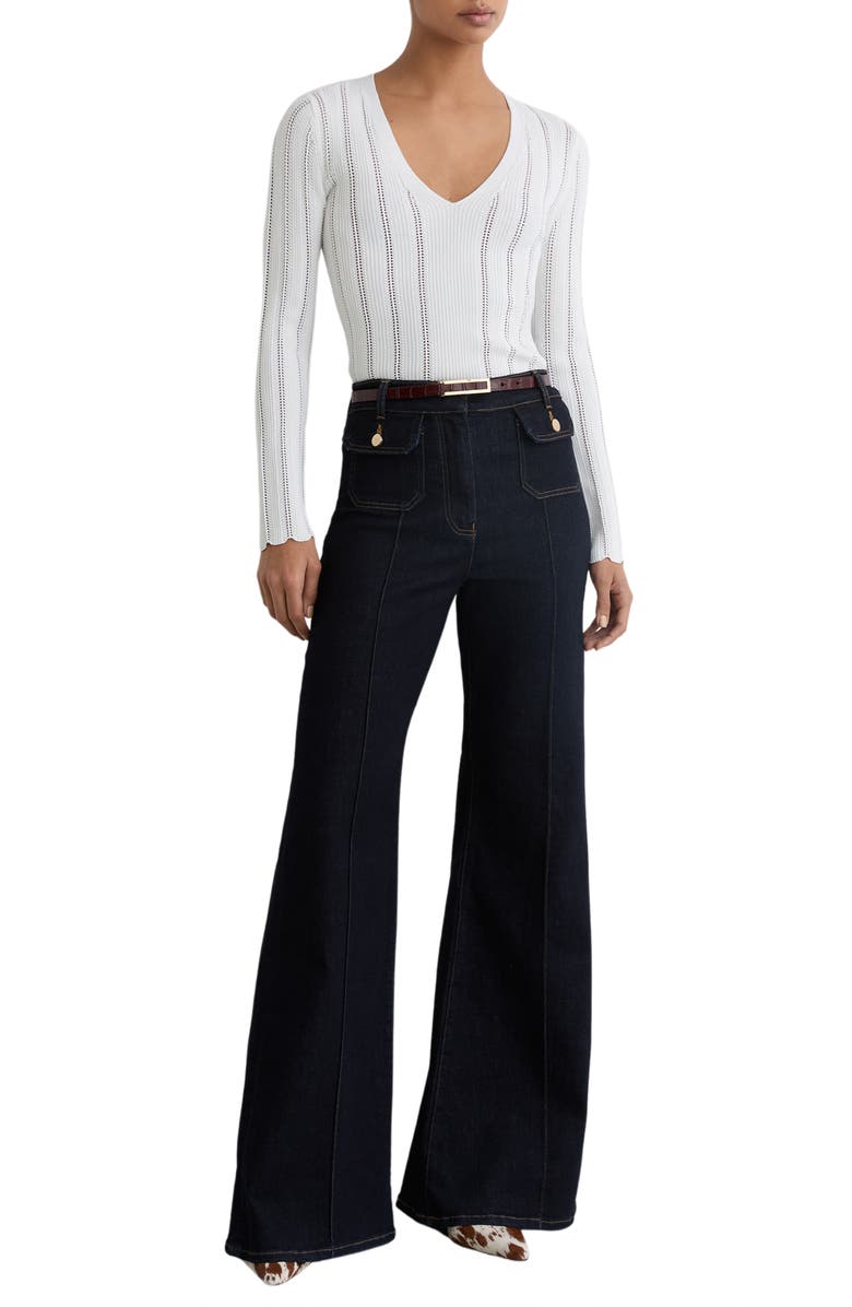 Reiss Loui Openwork Knit Top, Alternate, color, White