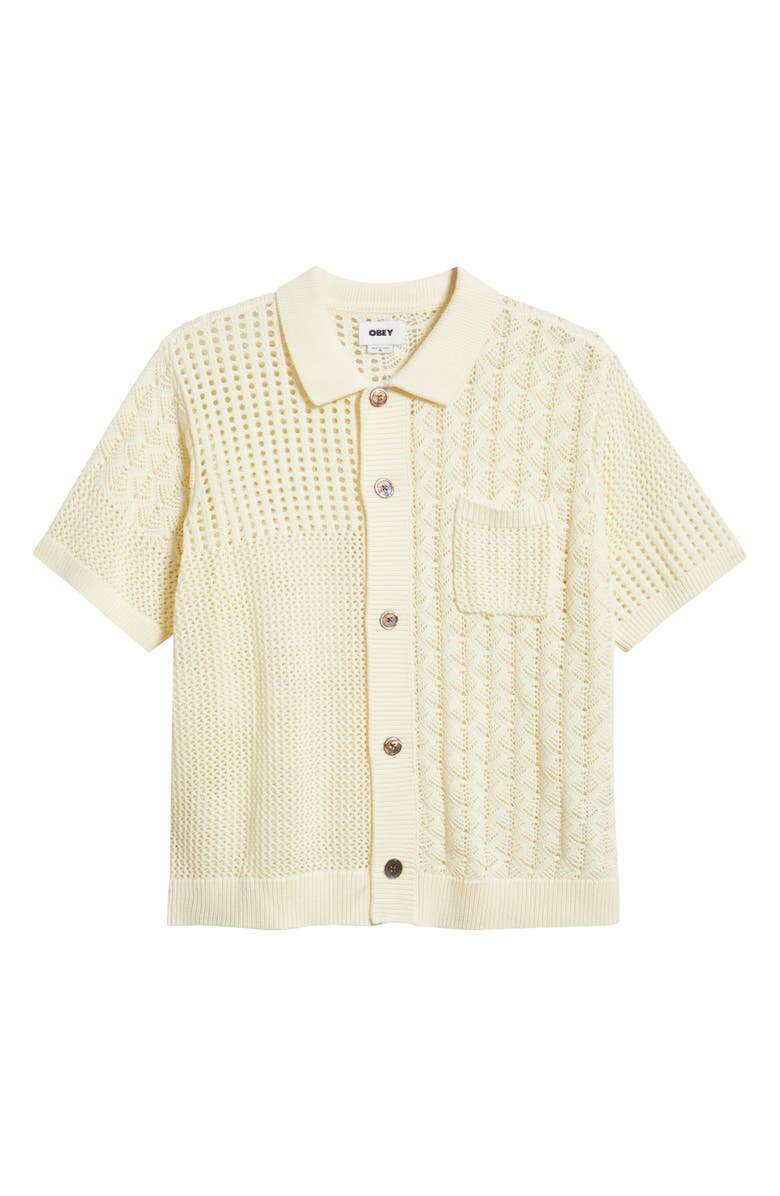 Obey Preston Short Sleeve Cardigan, Main, color, Natural