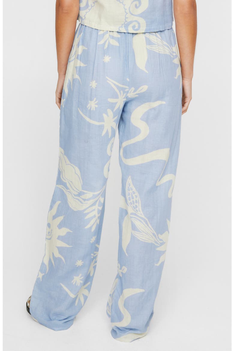 Print Straight Leg Cotton Drawstring Pants, Alternate, color, BLUE