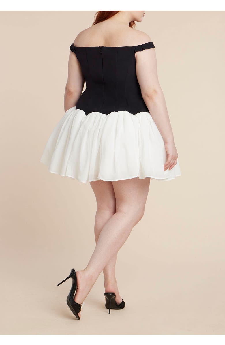 ELOQUII Contrast Tutu Mini Dress, Alternate, color, Black Onyx White