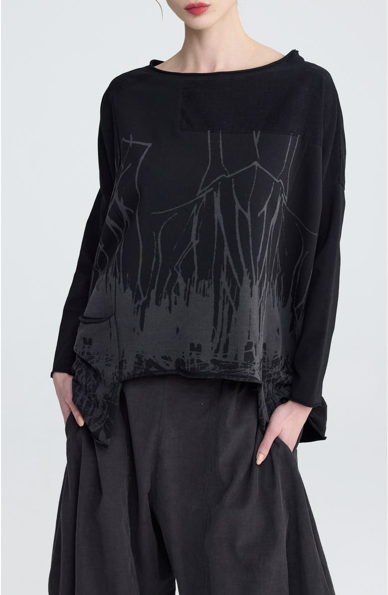 LUUKAA Cristal Textured Blouse, Main, color, Ink Black
