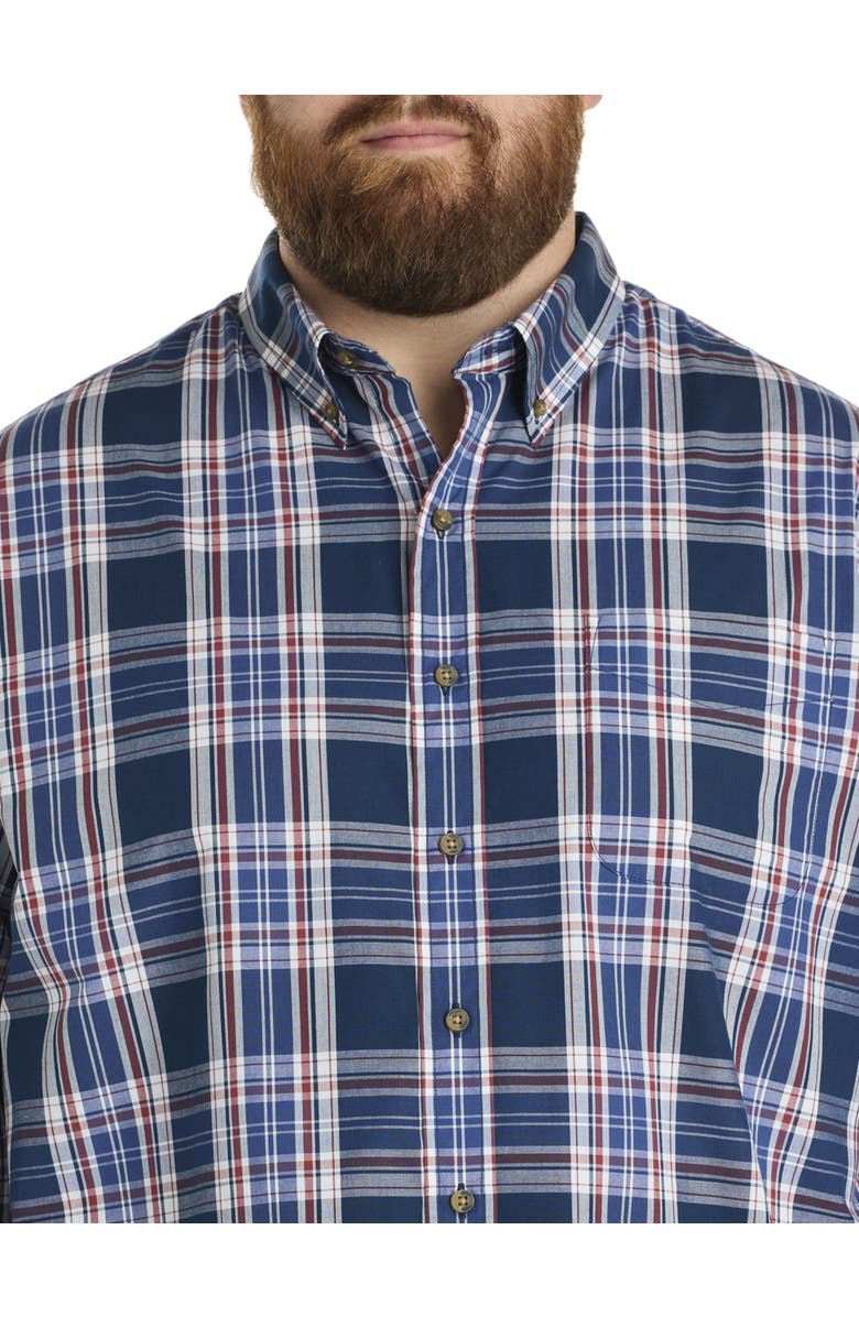 Harbor Bay by DXL Big & Tall Easy-Care Large Plaid Sport Shirt, Alternate, color, Blue