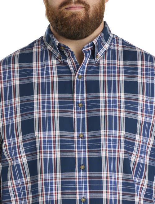 Harbor Bay By Dxl Big & Tall Easy-care Large Plaid Sport Shirt In Multi