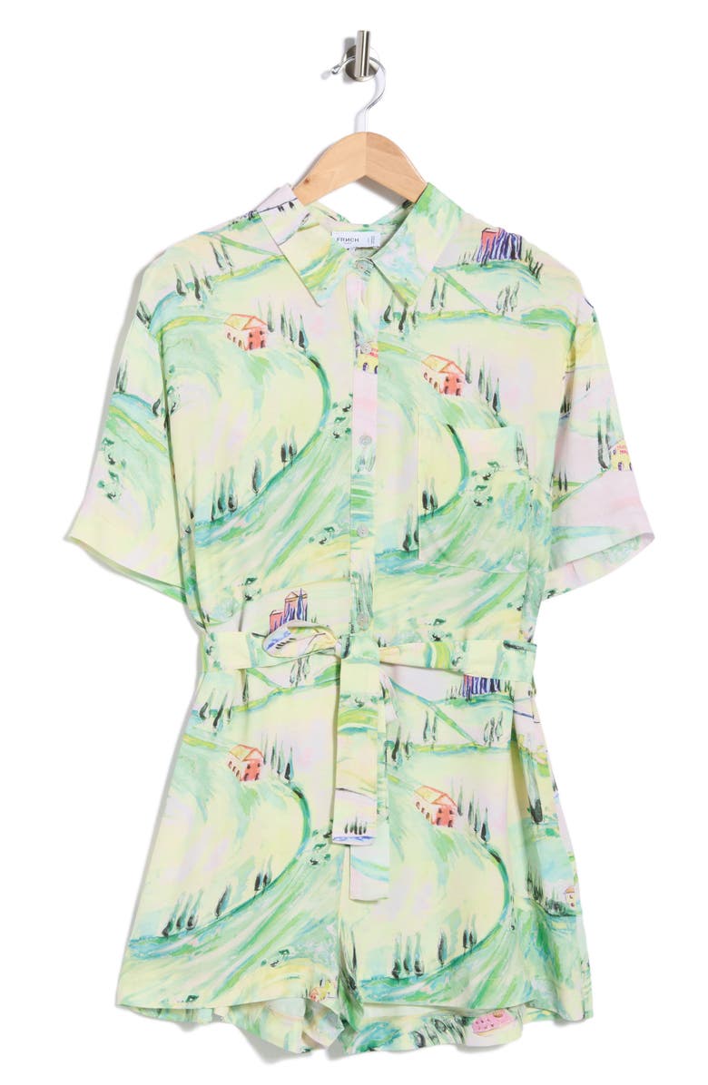 FRNCH Ulla Tie Waist Romper, Alternate, color, Valdorcia