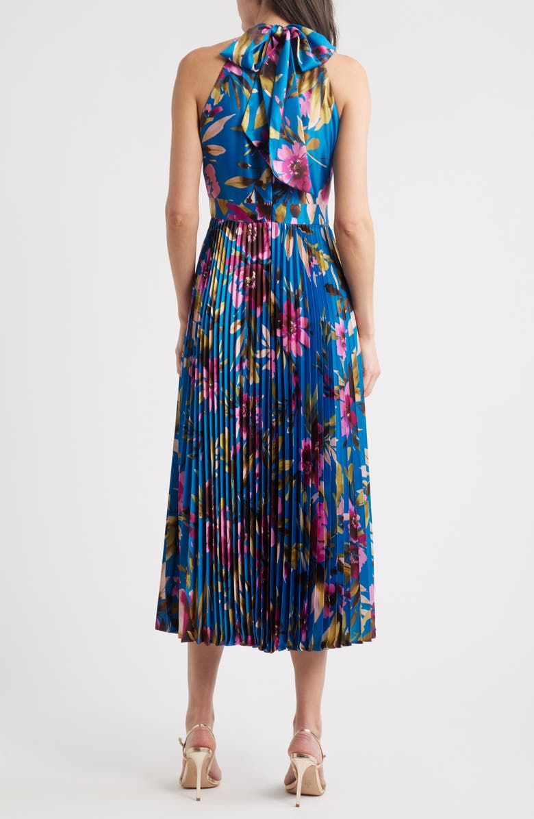 Eliza J Floral High Neck Midi Dress, Alternate, color, Peacock