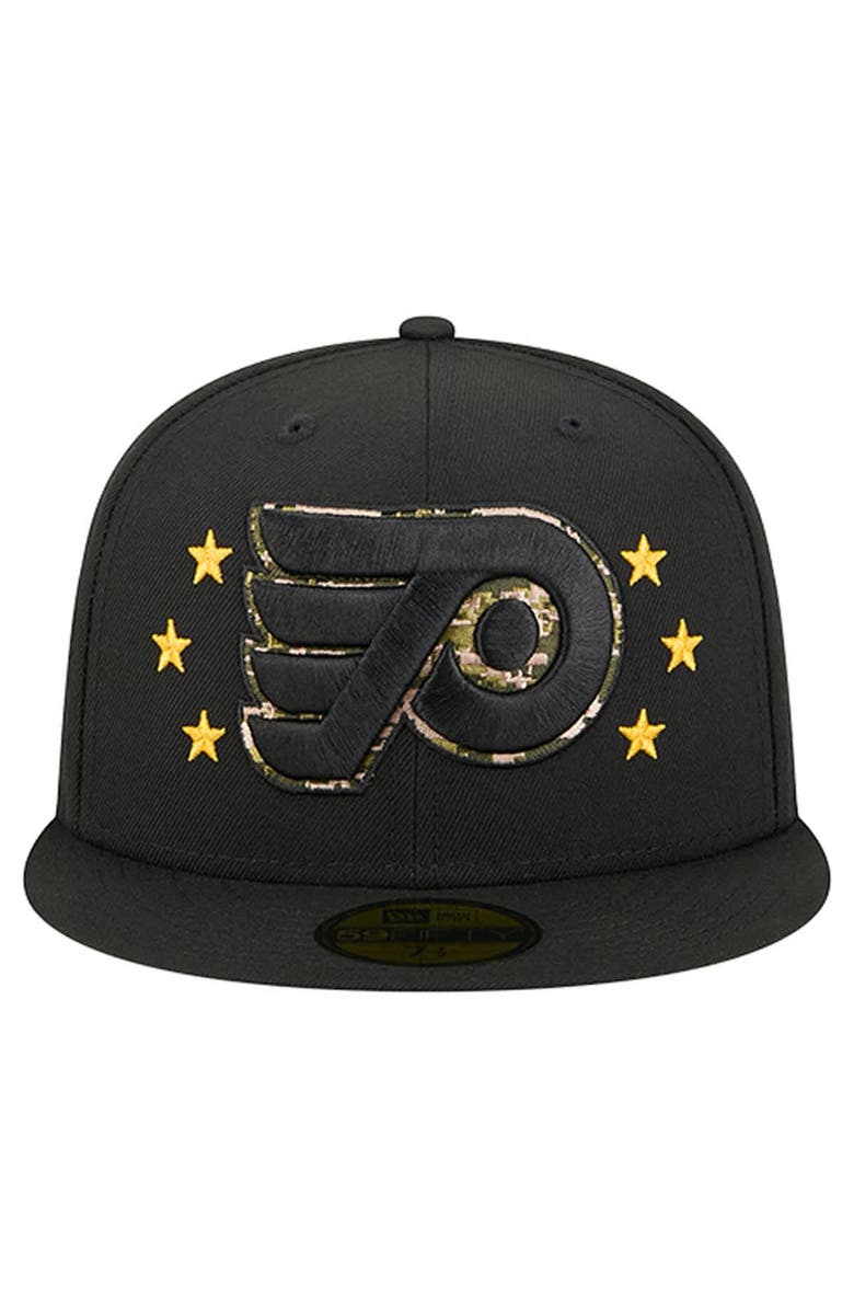 New Era Men's New Era  Black Philadelphia Flyers Military Appreciation Digital Camo Stars 59FIFTY Fitted Hat, Alternate, color, Black