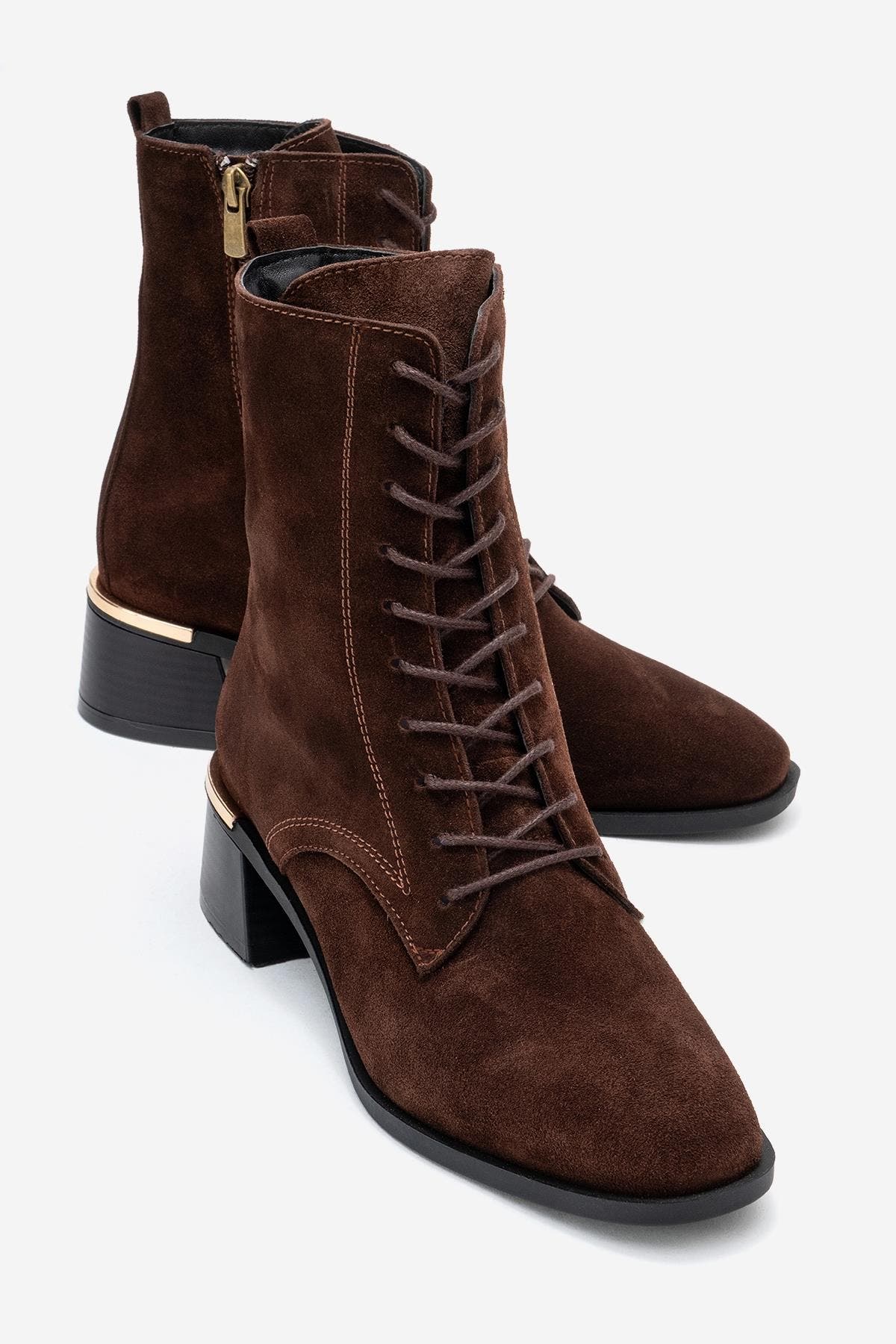 Avia Leather Block Heel Boot, Alternate, color, Brown Suede Leather