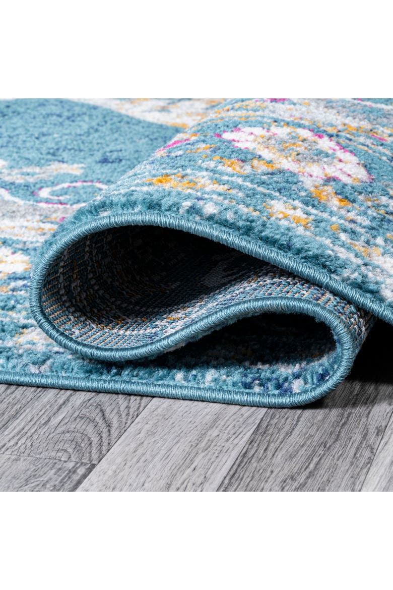 Zelda Bohemian Cottage Medallion Area Rug, Alternate, color, Turquoise/Gray