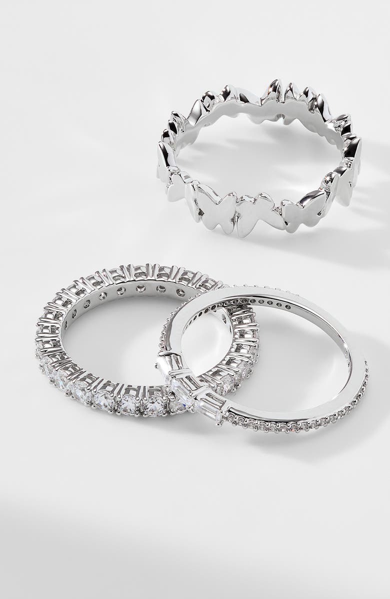 Nadri Cirque Set of 3 Stacking Rings, Alternate, color, 