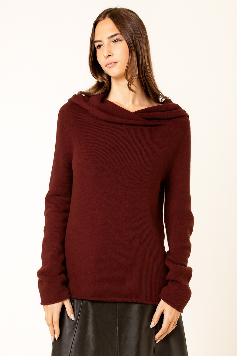 Collared Slouch Sweater, Main, color, Merlot